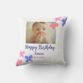 Baby kinder 1e verjaardag Naam toevoegen Datum toe Kussen (Achterkant)