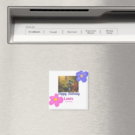 Baby kinder 1e verjaardag Naam toevoegen Datum toe Magneet (Insitu (Vaatwasser))