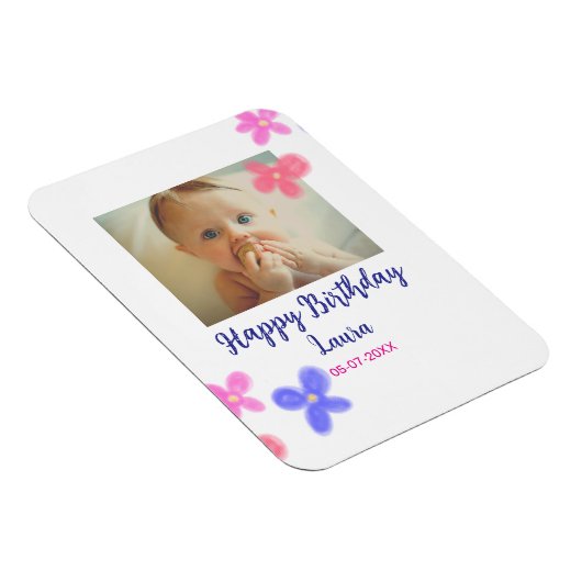 Baby kinder 1e verjaardag Naam toevoegen Datum toe Magneet (Rechterzijde)