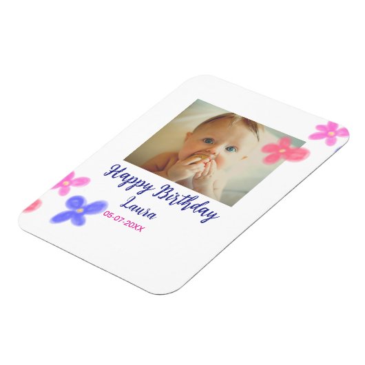 Baby kinder 1e verjaardag Naam toevoegen Datum toe Magneet (Linkerzijde)