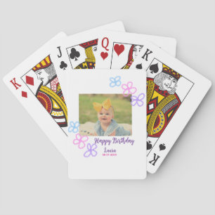 Baby kinder 1e verjaardag Naam toevoegen Datum toe Pokerkaarten