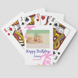 Baby kinder 1e verjaardag Naam toevoegen Datum toe Pokerkaarten