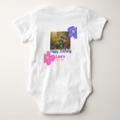 Baby kinder 1e verjaardag Naam toevoegen Datum toe Romper (Achterkant)