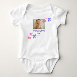 Baby kinder 1e verjaardag Naam toevoegen Datum toe Romper