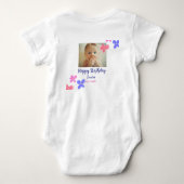 Baby kinder 1e verjaardag Naam toevoegen Datum toe Romper (Achterkant)