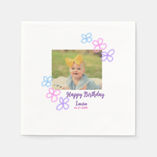 Baby kinder 1e verjaardag Naam toevoegen Datum toe Servet