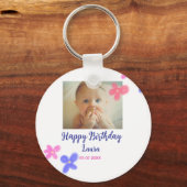 Baby kinder 1e verjaardag Naam toevoegen Datum toe Sleutelhanger (Achterkant)