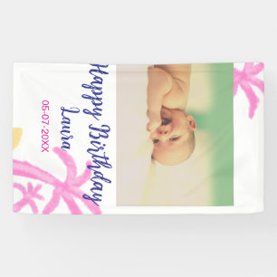 Baby kinder 1e verjaardag Naam toevoegen Datum toe Spandoek