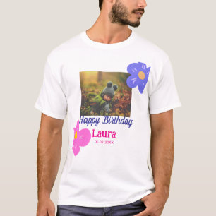 Baby kinder 1e verjaardag Naam toevoegen Datum toe T-shirt