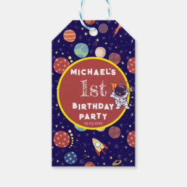 Baby Kinder Astronaut Space Elk Leeftijd Verjaarda Cadeaulabel