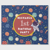 Baby Kinder Astronaut Space Elk Leeftijd Verjaarda Cadeaupapier (Vlak)