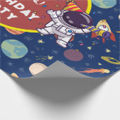 Baby Kinder Astronaut Space Elk Leeftijd Verjaarda Cadeaupapier (Hoek)