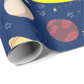 Baby Kinder Astronaut Space Elk Leeftijd Verjaarda Cadeaupapier (Rol Hoek)