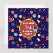 Baby Kinder Astronaut Space Elk Leeftijd Verjaarda Kaart (Voorkant / Achterkant)