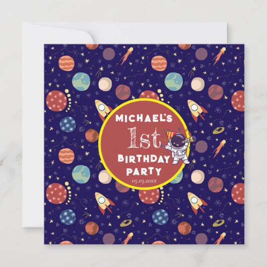 Baby Kinder Astronaut Space Elk Leeftijd Verjaarda Kaart (Voorkant)