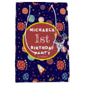 Baby Kinder Astronaut Space Elk Leeftijd Verjaarda Medium Cadeauzakje (Voorkant)