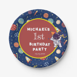 Baby Kinder Astronaut Space Elk Leeftijd Verjaarda Papieren Bordje