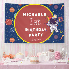 Baby Kinder Astronaut Space Elk Leeftijd Verjaarda Spandoek