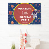 Baby Kinder Astronaut Space Elk Leeftijd Verjaarda Spandoek (Insitu)