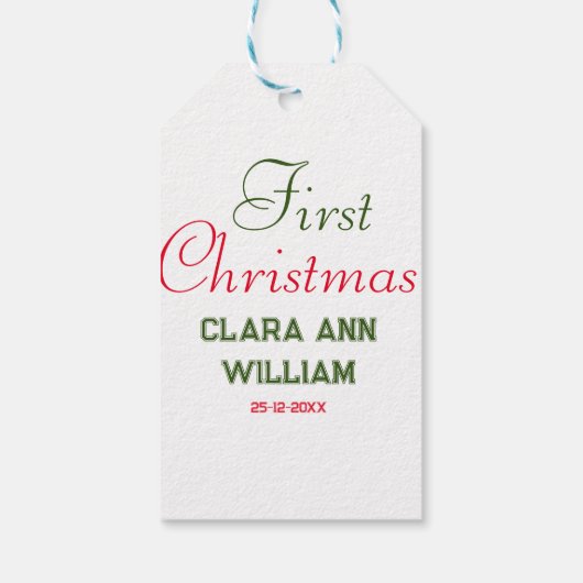 BABY KINDER EERSTE KERSTVAKANTIE VOEG NAAM TEKST T CADEAULABEL (Achterkant)