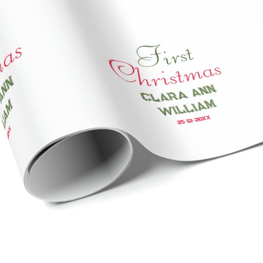 BABY KINDER EERSTE KERSTVAKANTIE VOEG NAAM TEKST T CADEAUPAPIER (Rol Hoek)