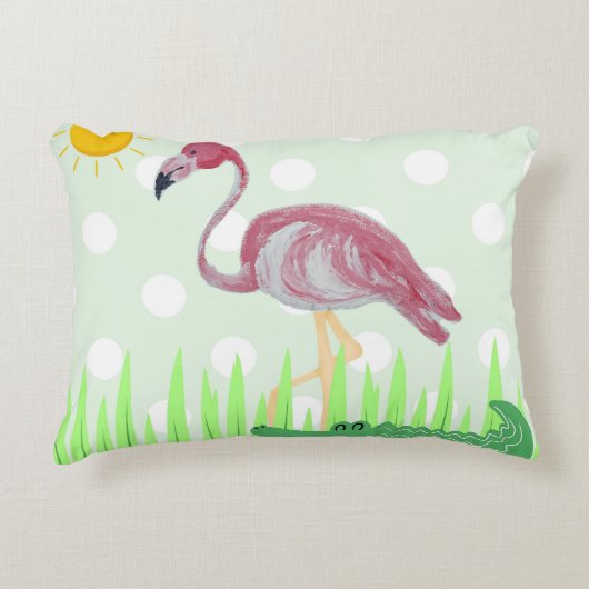 Baby Kinder Flamingo Alligator Lumbar Accent Kussen (Voorkant)