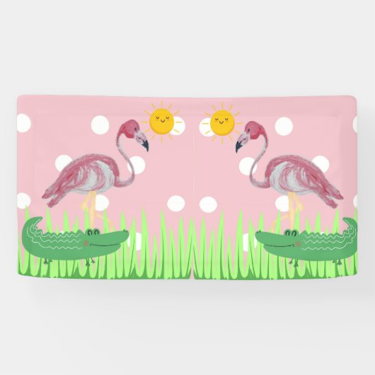 Baby Kinder Flamingo Alligator Party Banner (Horizontaal)