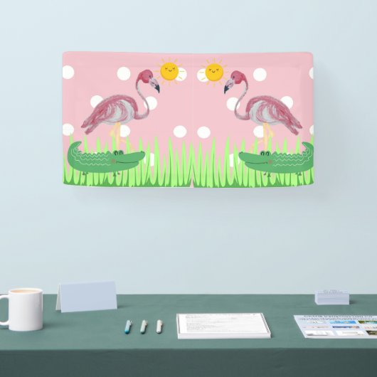 Baby Kinder Flamingo Alligator Party Banner (Beurs)