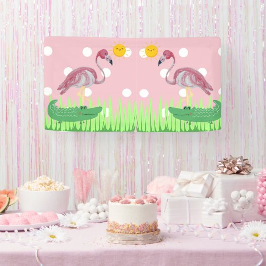 Baby Kinder Flamingo Alligator Party Banner (Feest)