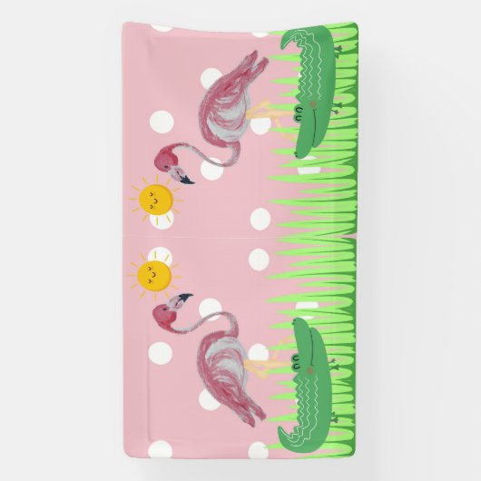 Baby Kinder Flamingo Alligator Party Banner (Verticaal)