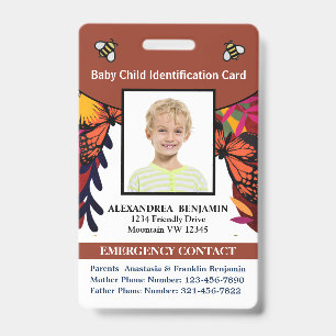 Baby Kinder Foto Naam ID Identificatie Fun Kaart Badge
