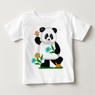 Baby Kinder panda met bloemen 2