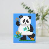 Baby Kinder panda met bloemen 2 Briefkaart (Staand voorkant)