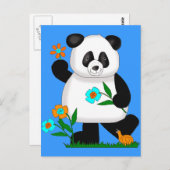 Baby Kinder panda met bloemen 2 Briefkaart (Voorkant / Achterkant)