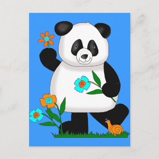 Baby Kinder panda met bloemen 2 Briefkaart (Voorkant)