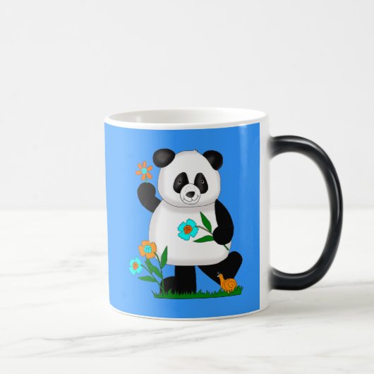Baby Kinder panda met bloemen 2 Magische Mok (Rechts)