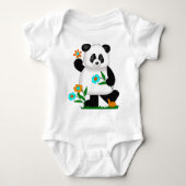 Baby Kinder panda met bloemen 2 Romper (Voorkant)