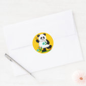 Baby Kinder panda met bloemen 2 Ronde Sticker (Envelop)