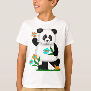 Baby Kinder panda met bloemen 2 T-shirt