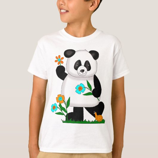 Baby Kinder panda met bloemen 2 T-shirt (Voorkant)