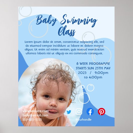 baby kinder zwemles les les les vrijetijdsleraar poster (Voorkant)