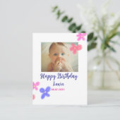 Baby kinderen 1e verjaardag naam datum toevoegen f briefkaart (Staand voorkant)