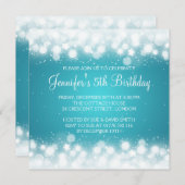 Baby/ Kinderen Birthday Magic Sparkle Turquoise Kaart (Voorkant / Achterkant)