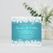 Baby/ Kinderen Birthday Magic Sparkle Turquoise Kaart (Staand voorkant)