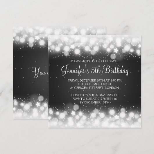 Baby/ Kinderen op zaterdag Magic Sparkle Black Kaart (Voorkant / Achterkant)