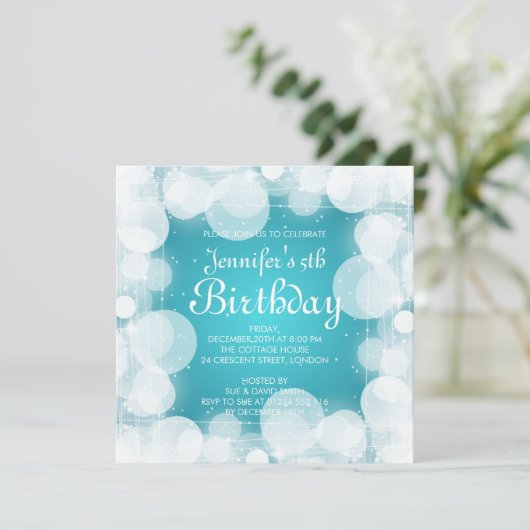 Baby/ Kinderen op zondag gloed en sparkle Turquois Kaart (Staand voorkant)