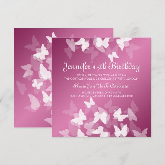 Baby/ Kinderen van afgelopen dag Witte Butterflies Kaart (Voorkant / Achterkant)