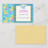 Baby/kinderkamer/rubbereendjes Visitekaartje (Voorkant / Achterkant)