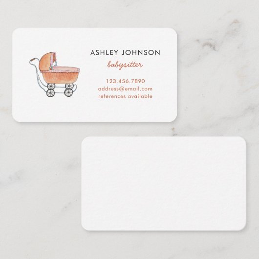  baby kinderwagen Babysitter Visitekaartje (Voorkant / Achterkant)