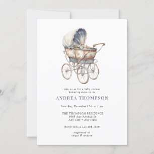  Baby kinderwagen   Classic Baby shower Invita Kaart
